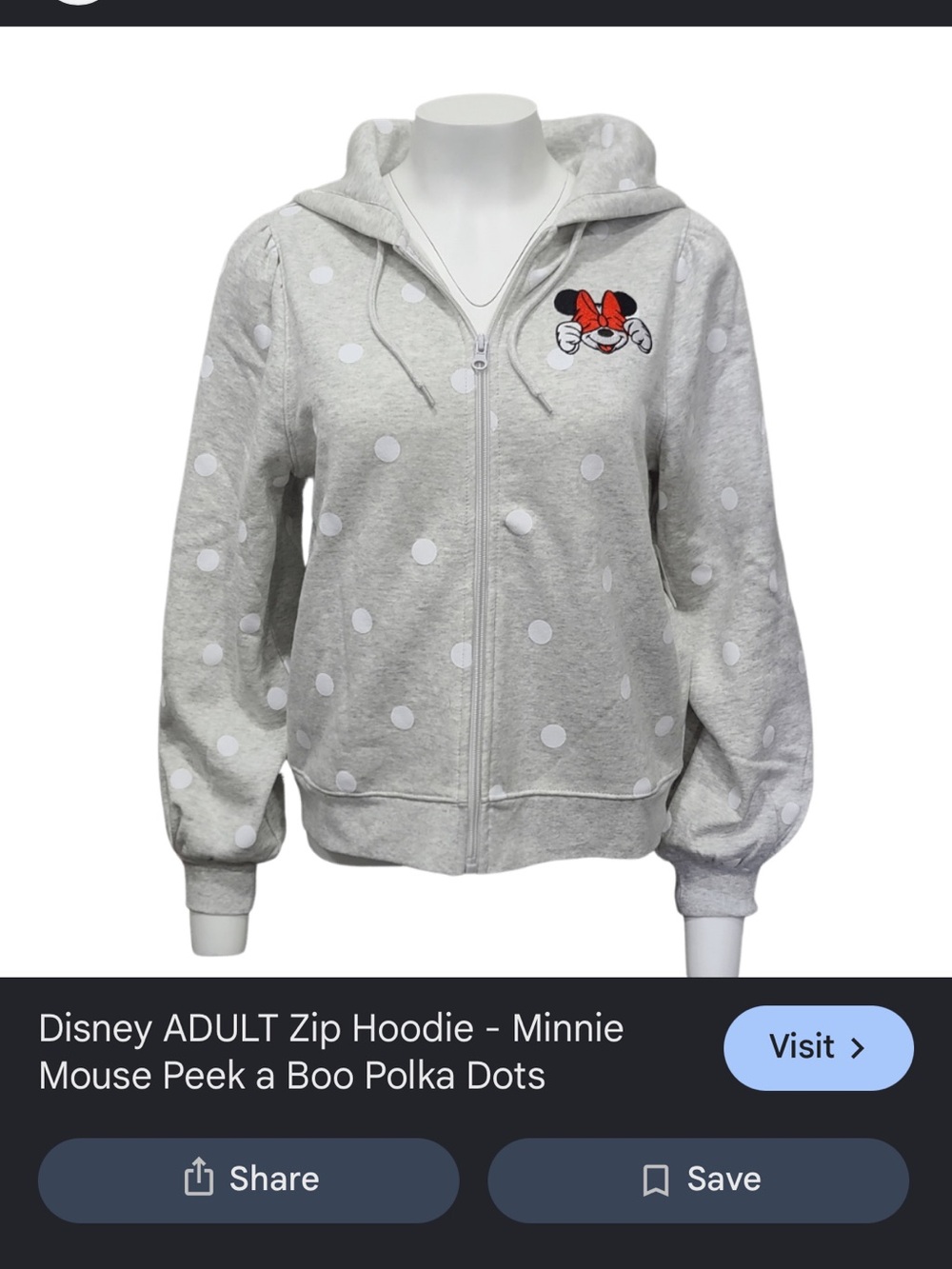 Adult L Disney Grey Polka Dot Minnie Mouse Sweatsuit Loungewear NWOT - Picture 6 of 7